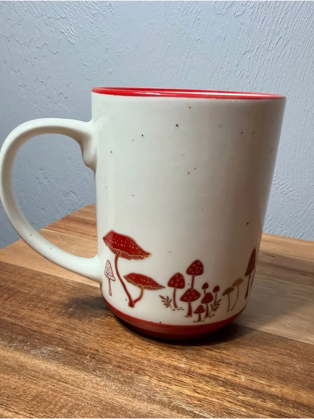 Ceramic Red Mushroom Accent Mug - White and Red - Picture 6 of 7